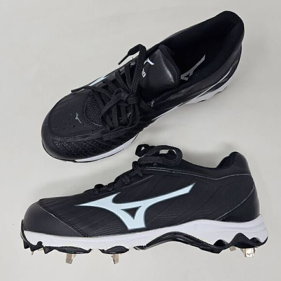 MIZUNO 9-SPIKE ADVANCED SWEEP 3 LOW WOMENS SIZE 6 BLACK METAL CLEAT SOFTBALL - Picture 1 of 6